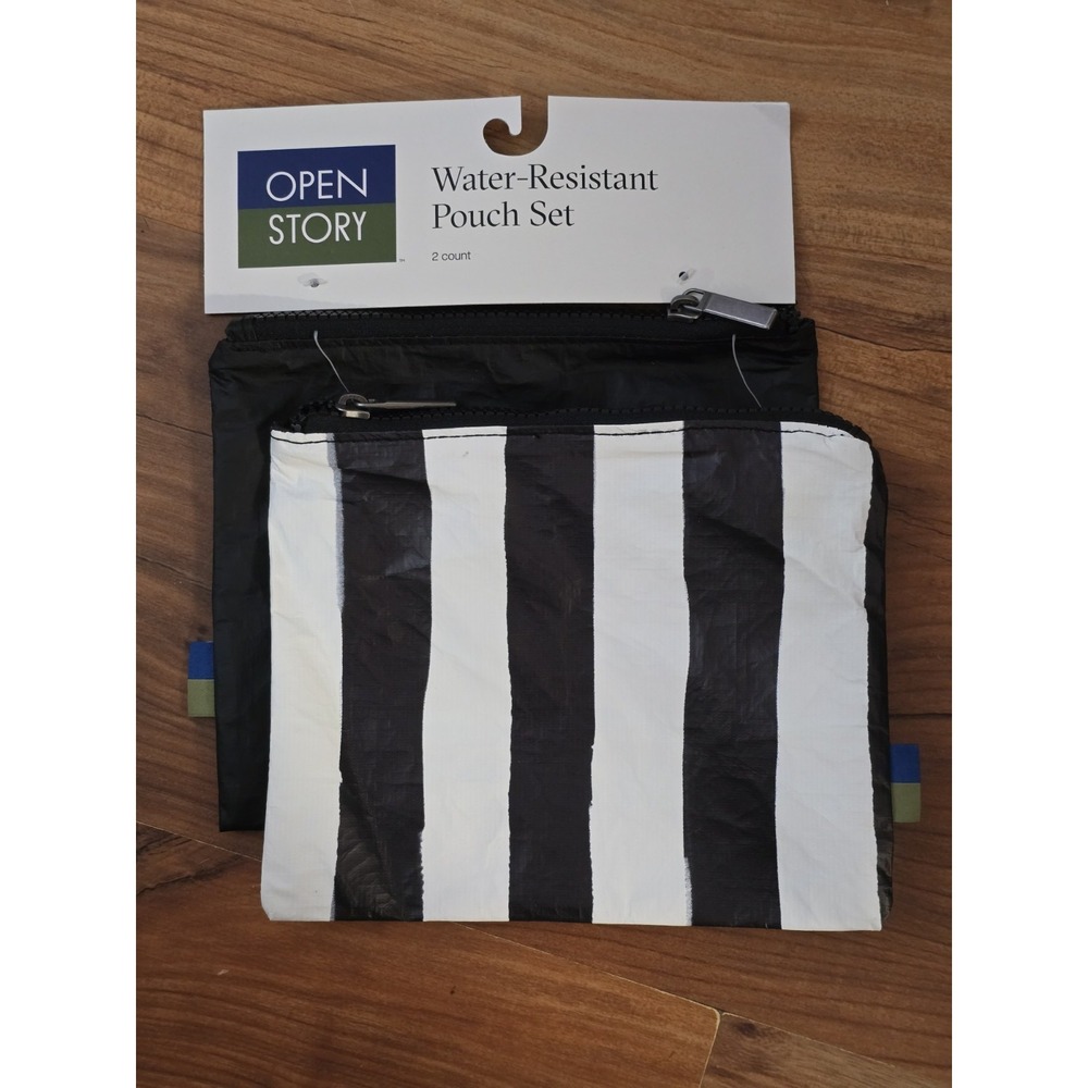 Open Story Water-Resistant Black White Pouch Set 2 Count DuPont Tyvek S6